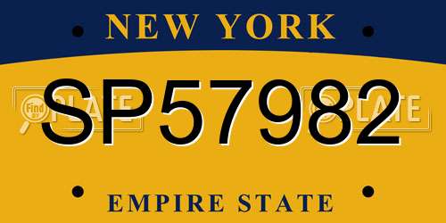 SP57982 New York License Plate