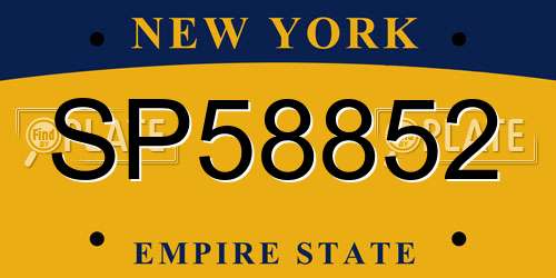 SP58852 New York License Plate