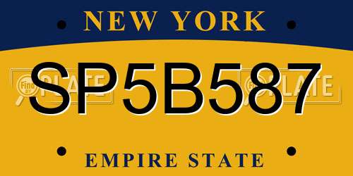 SP5B587 New York License Plate