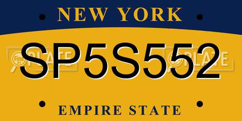 SP5S552 New York License Plate