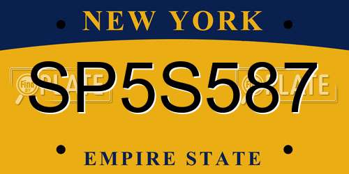SP5S587 New York License Plate