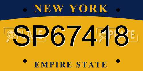 SP67418 New York License Plate