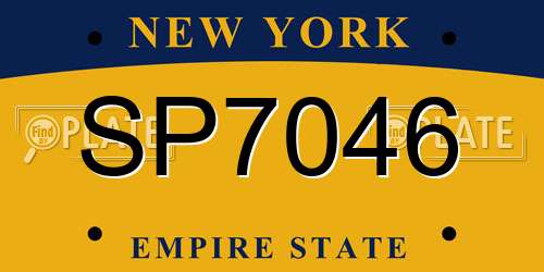 SP7046 New York License Plate
