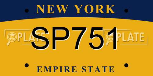 SP751 New York License Plate