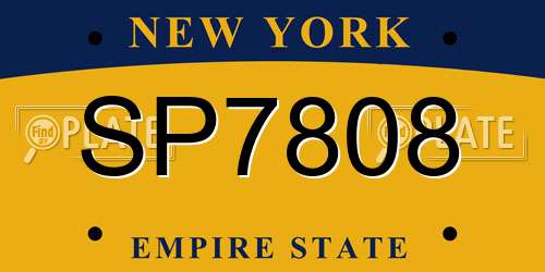 SP7808 New York License Plate