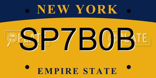 SP7B0B New York License Plate