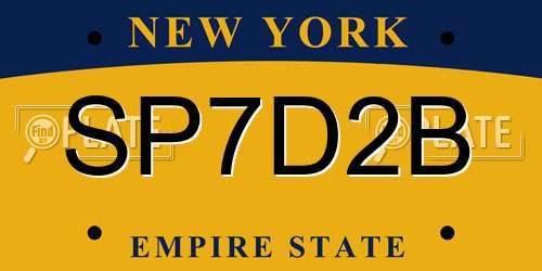 SP7D2B New York License Plate
