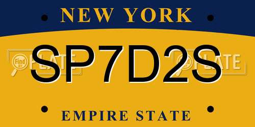 SP7D2S New York License Plate