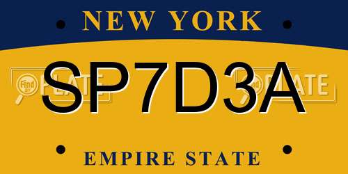 SP7D3A New York License Plate