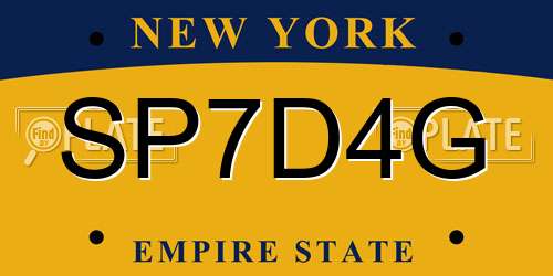 SP7D4G New York License Plate