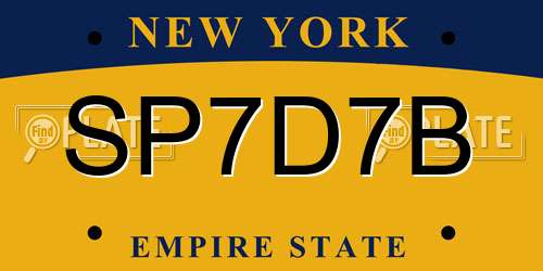 SP7D7B New York License Plate