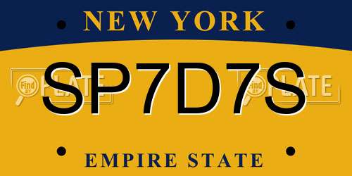 SP7D7S New York License Plate