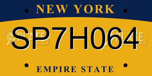 SP7H064 New York License Plate