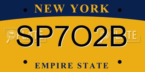 SP7O2B New York License Plate
