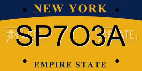 SP7O3A New York License Plate