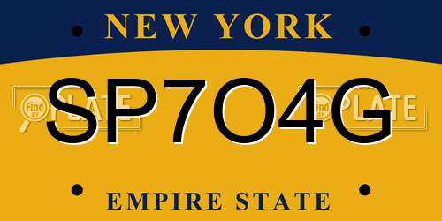 SP7O4G New York License Plate