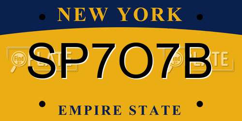 SP7O7B New York License Plate