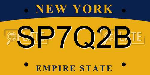 SP7Q2B New York License Plate