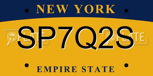 SP7Q2S New York License Plate