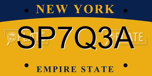 SP7Q3A New York License Plate