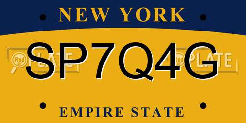 SP7Q4G New York License Plate