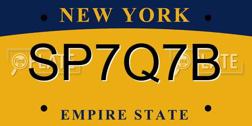 SP7Q7B New York License Plate