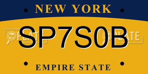 SP7S0B New York License Plate