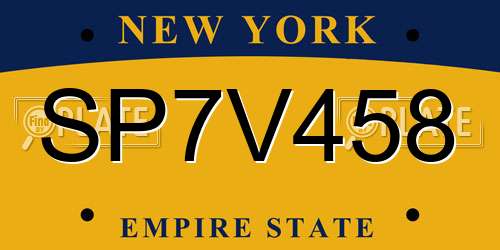 SP7V458 New York License Plate