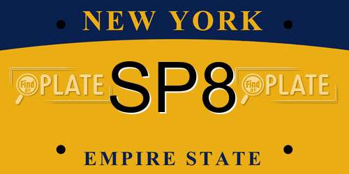 SP8 New York License Plate