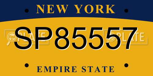 SP85557 New York License Plate