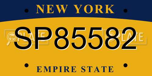 SP85582 New York License Plate