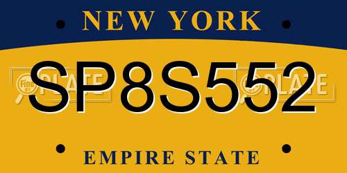 SP8S552 New York License Plate