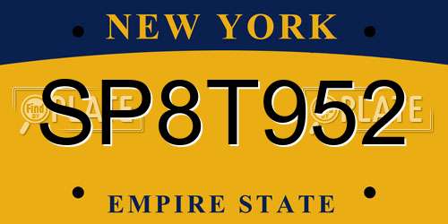 SP8T952 New York License Plate