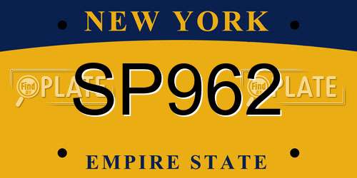 SP962 New York License Plate