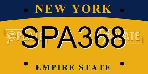 SPA368 New York License Plate