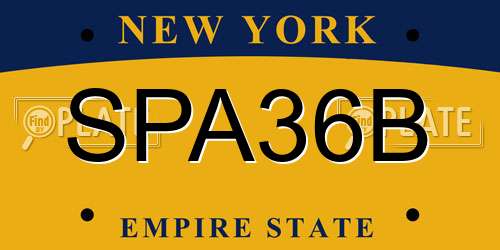 SPA36B New York License Plate