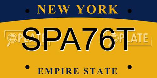SPA76T New York License Plate