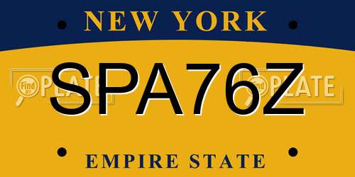 SPA76Z New York License Plate