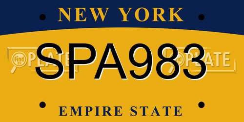 SPA983 New York License Plate