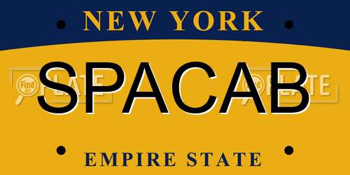 SPACAB New York License Plate
