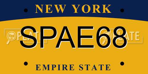 SPAE68 New York License Plate
