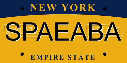 SPAEABA New York License Plate