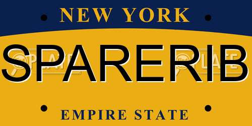 SPARERIB New York License Plate