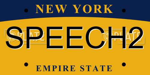 SPEECH2 New York License Plate