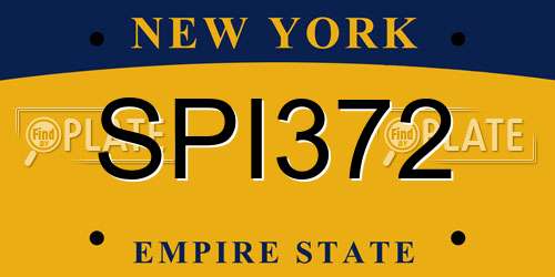 SPI372 New York License Plate