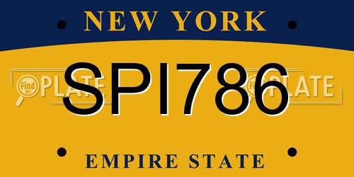 SPI786 New York License Plate