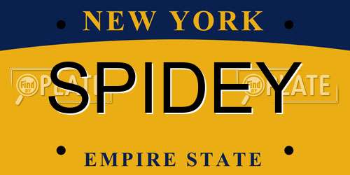 SPIDEY New York License Plate