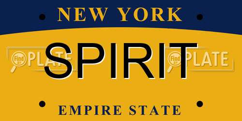 SPIRIT New York License Plate