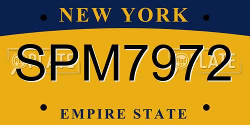 SPM7972 New York License Plate
