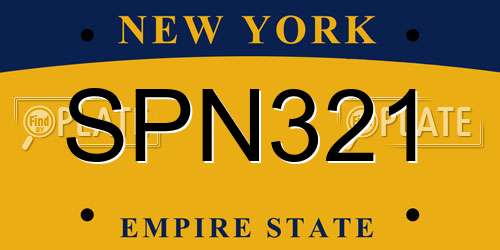 SPN321 New York License Plate